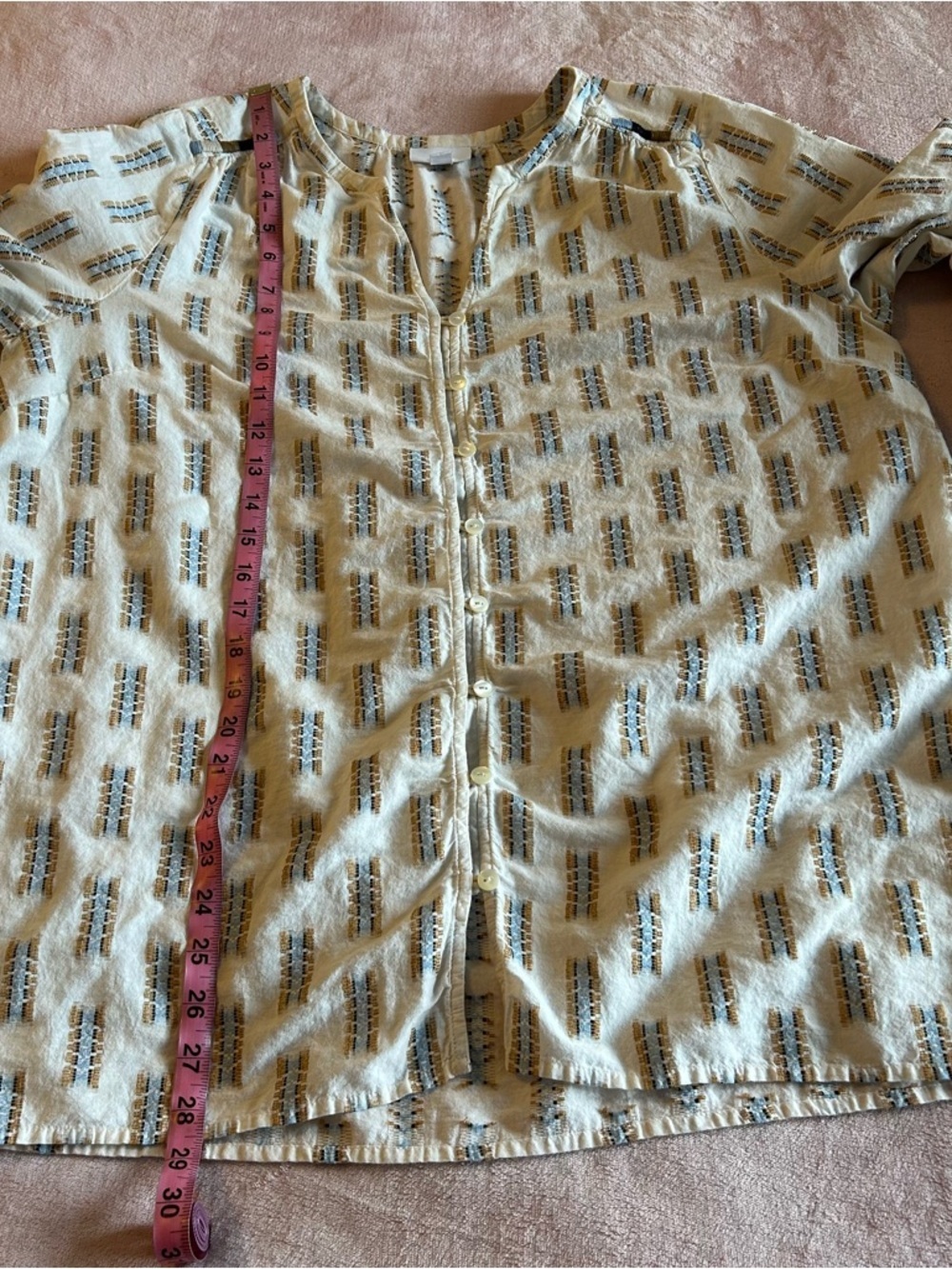Pure Jill white 3/4 sleeve embroidered button down tunic top size L - Picture 10 of 10